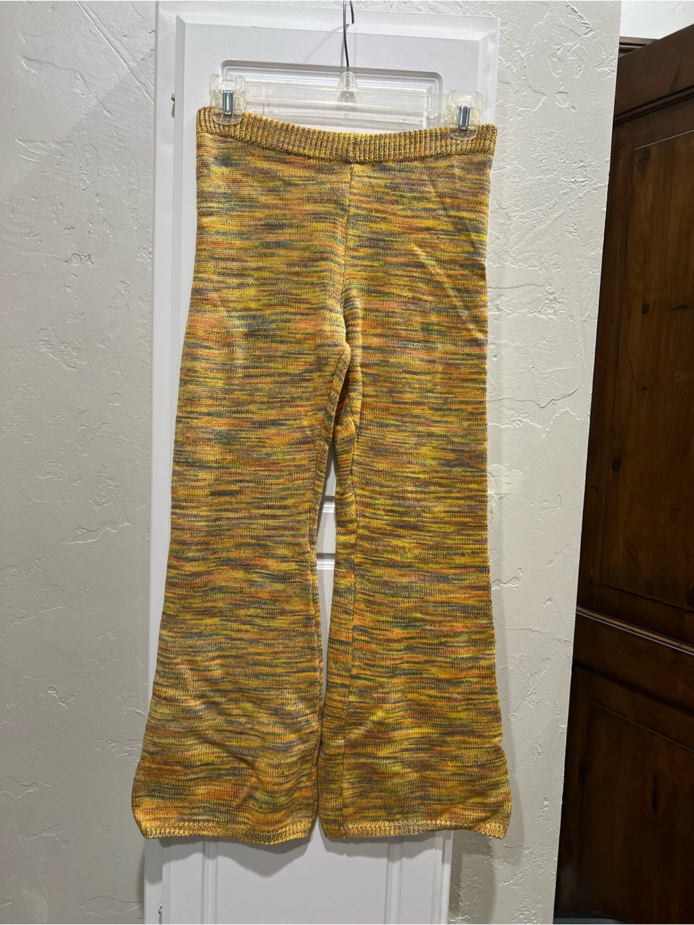 Forever 21 Yellow Multicolor Knit Flare Pants